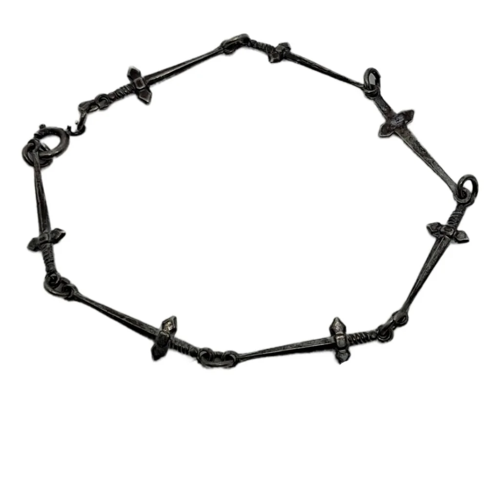 925 Silver Medieval Dagger Chain Link Bracelet Unique Statement Piece